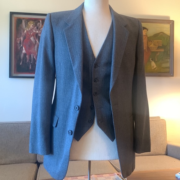 Yves Saint Laurent Suits & Blazers Ysl 3 Piece Suit Gray Pinstripe